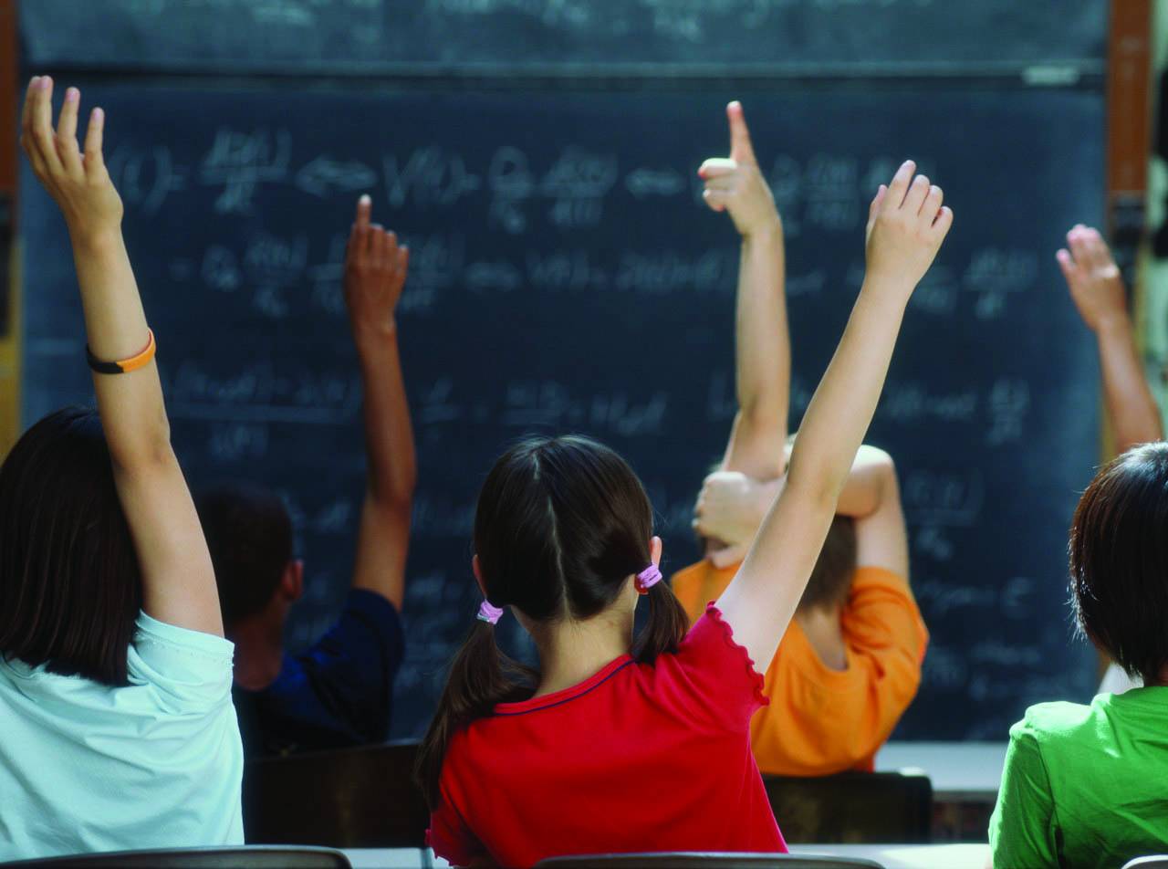 Students raising their hands